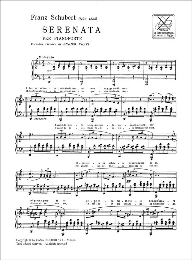 Serenata D. 957 N. 4 - Per Pianoforte - Versione Ritmica Con Parole - na klavír